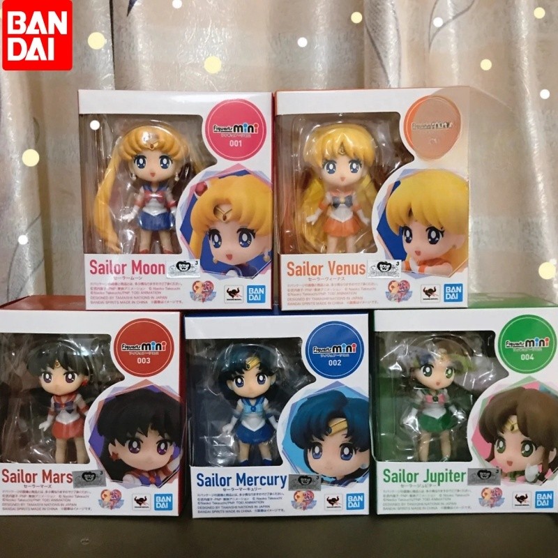 Bandai Original Sailor Moon Anime Figuarts Mini 9cm Sailor Mars Sailor Venus Action Figure Toys For 