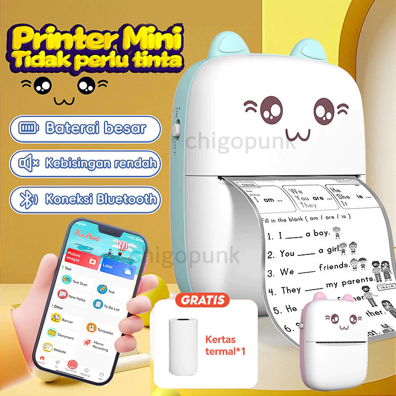 Alat Printer Bluetooth Mini Portable Label Printer Thermal Foto Memo Receipt Printer for Student