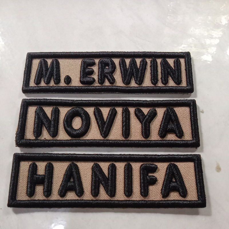 Bordir nama timbul Pramuka bahan rapilo