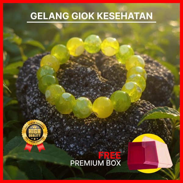 Wearmoura Gelang Giok Asli 100% / Batu Alam / Tali Karet Elastis / Gelang Giok Hijau Handmade