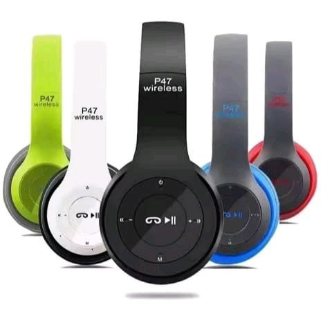 Smart Headset Earphone P47 Bluetooth Wireless Super Bass alumunium xg-121 merah harga terjangkau