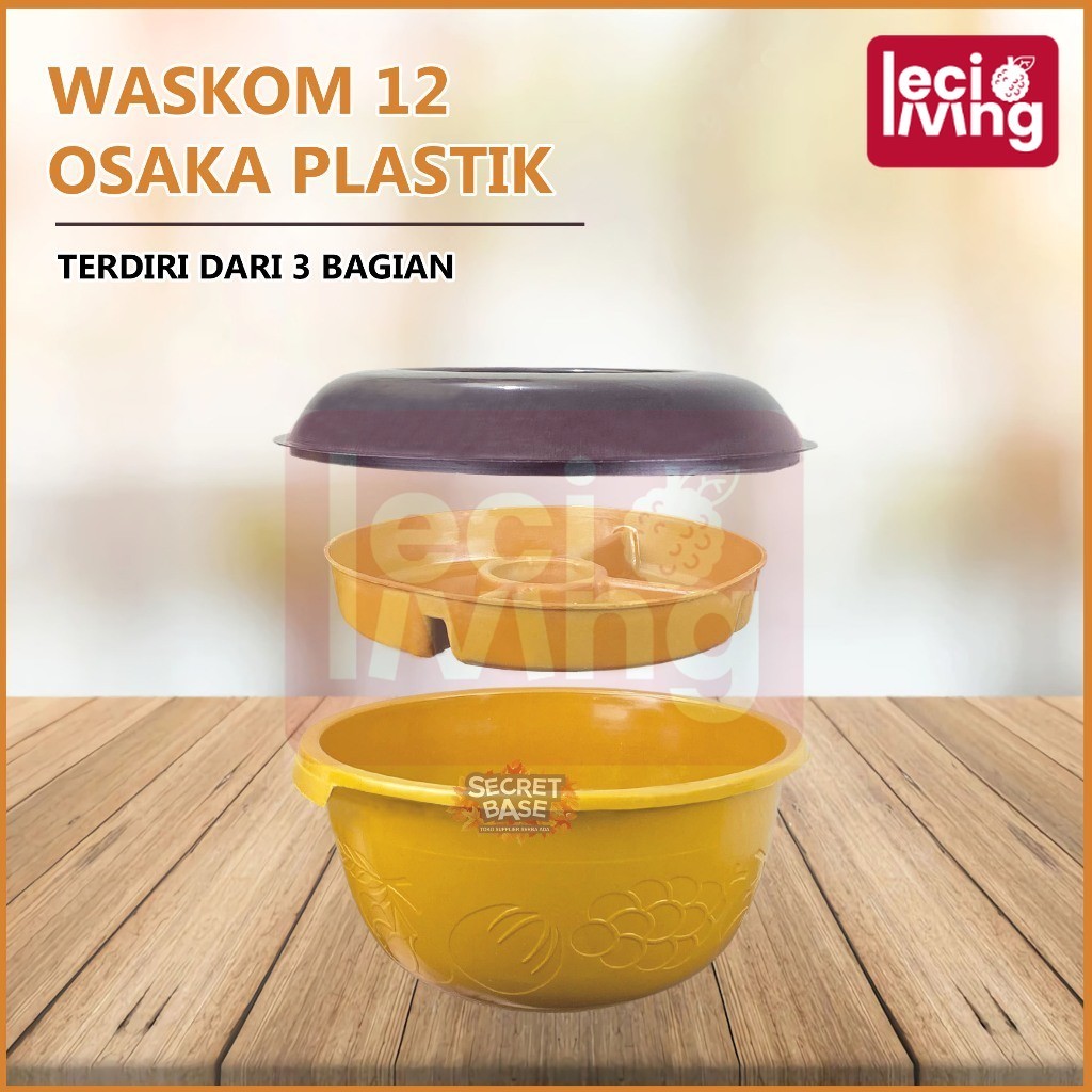 ISI 12pcs BASKOM SEKAT TUTUP Baskom Hajatan / Waskom / Wakul / Bakul Nasi Plastik