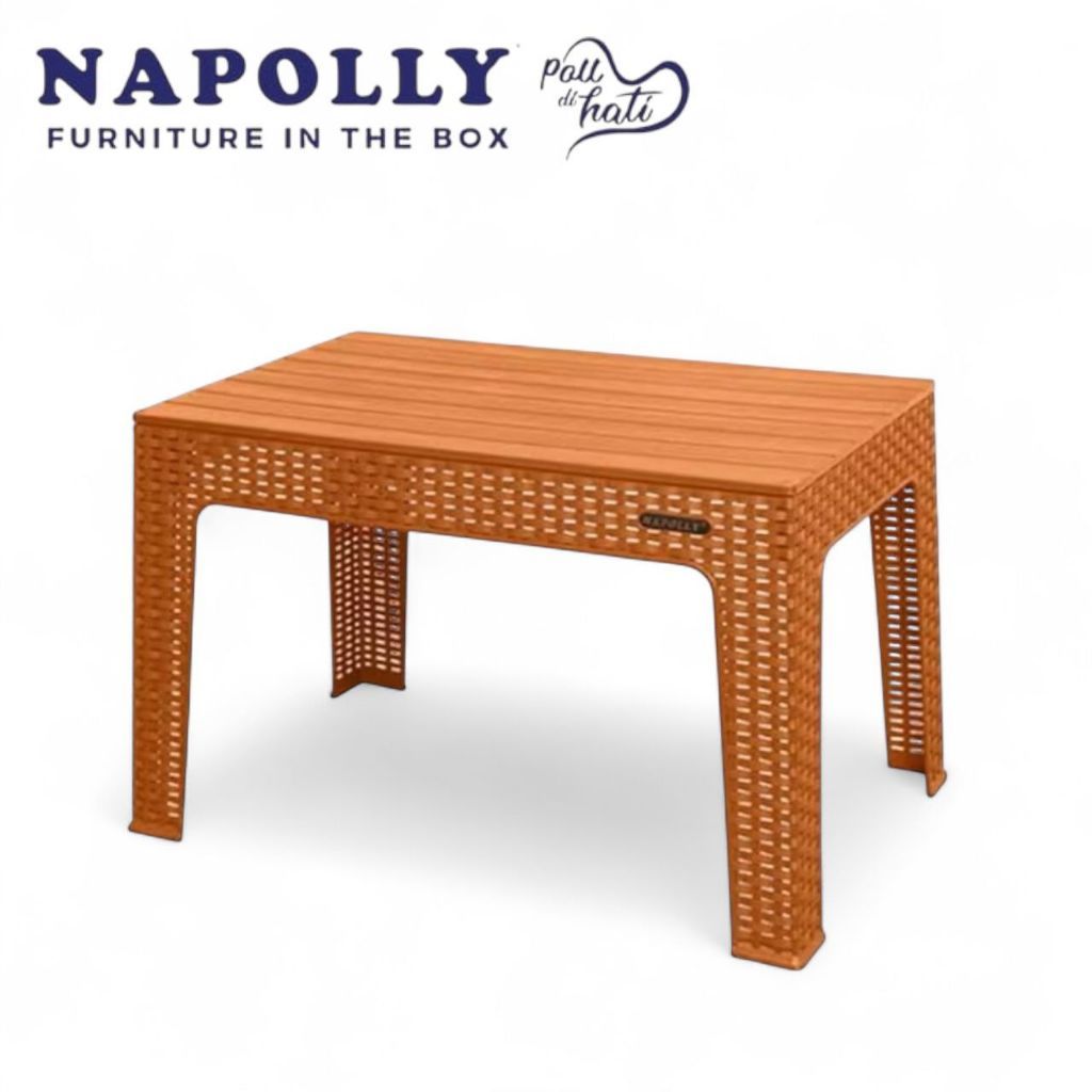 Mapan 7045 Napolly - Meja Teras Plastik Napolly Motif anyaman Rotan | Meja Plastik Serbaguna | Meja 