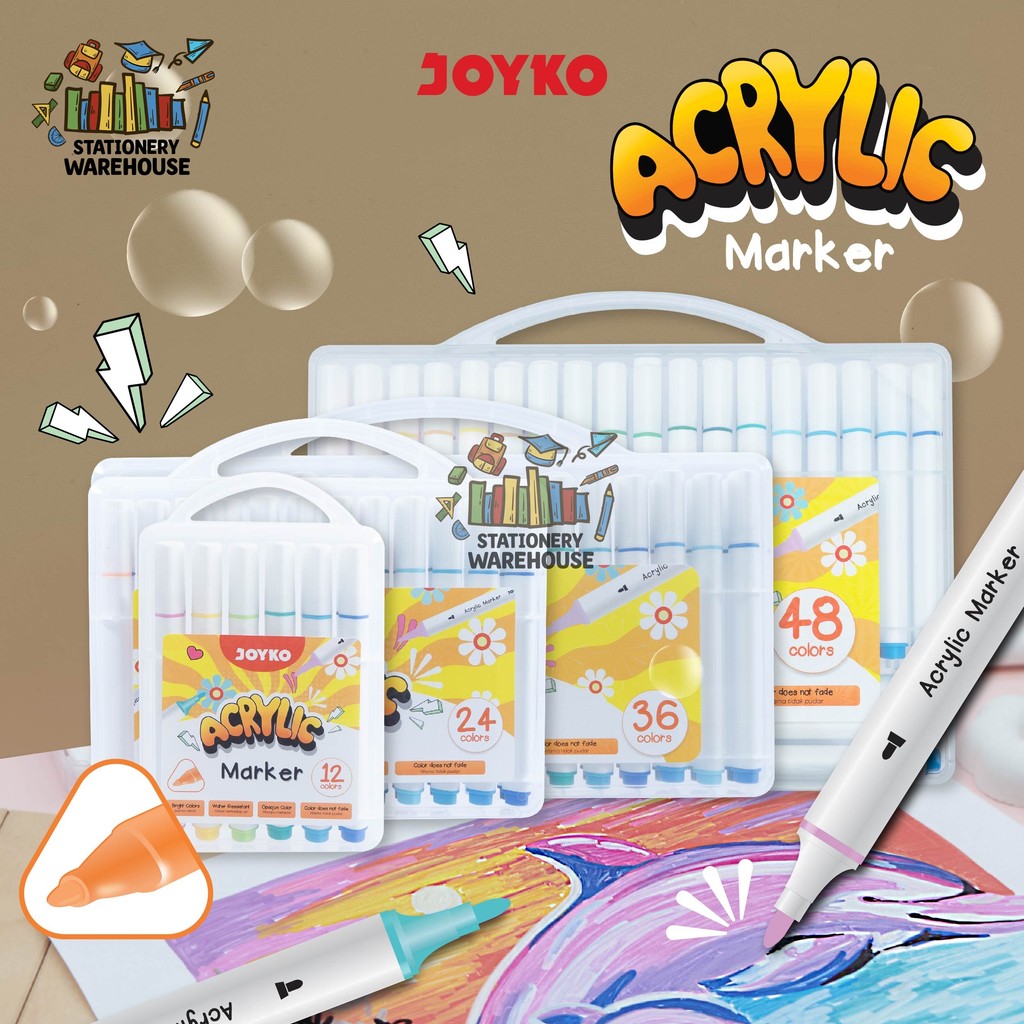 Acrylic Marker JOYKO Spidol Akrilik ACMK-75 12 24 36 48 WARNA