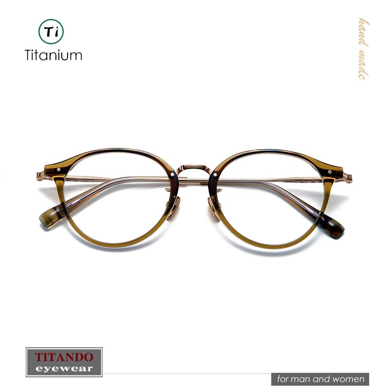 Japanese Retro Boston-Shaped  Frame Optical eyelasses Titanium and Acetate  Combination Frame for Me