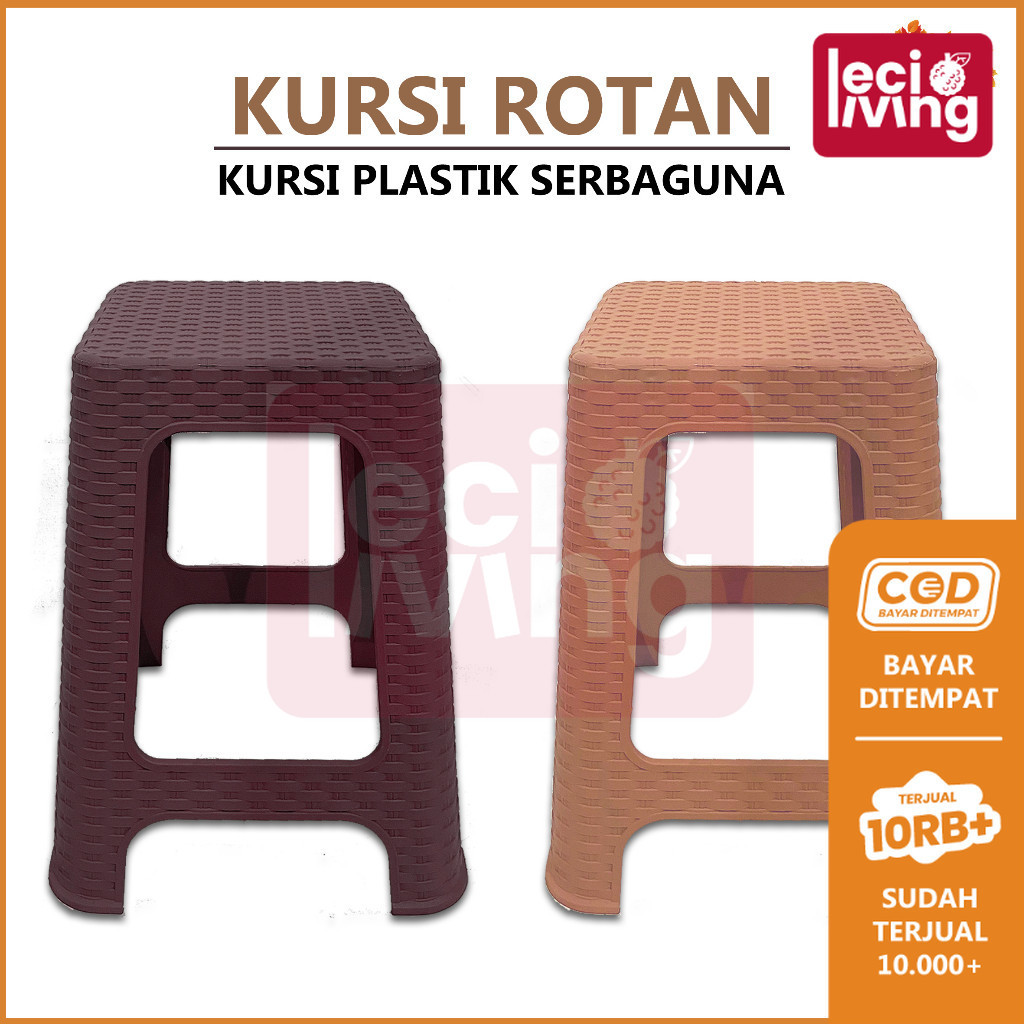 KURSI ROTAN - Kursi Plastik Tinggi / Bangku Tinggi Kokoh / Kursi Motif Rotan Murah