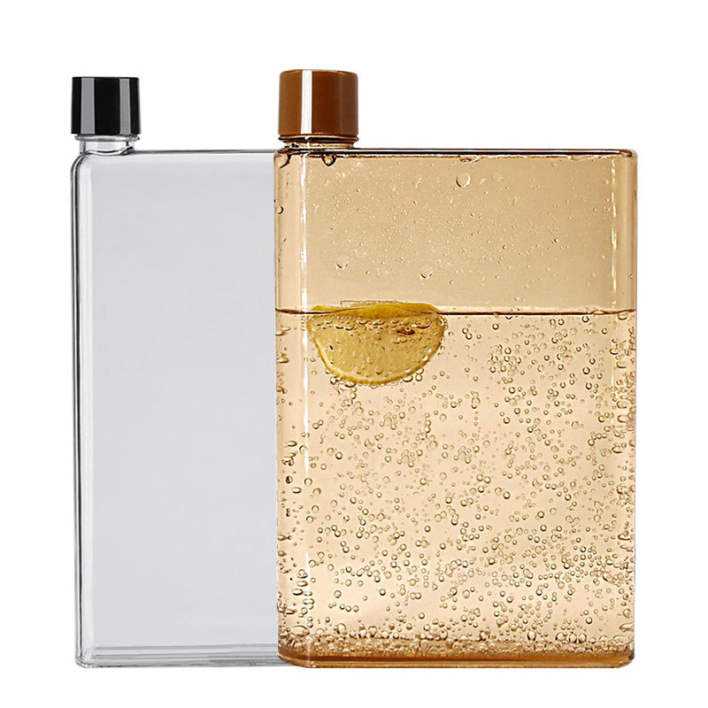 Creative Portable Flat Kettle Sport Drinking Water Bottle A5 A6 Notebook Paper Cup Frosted Plastic D