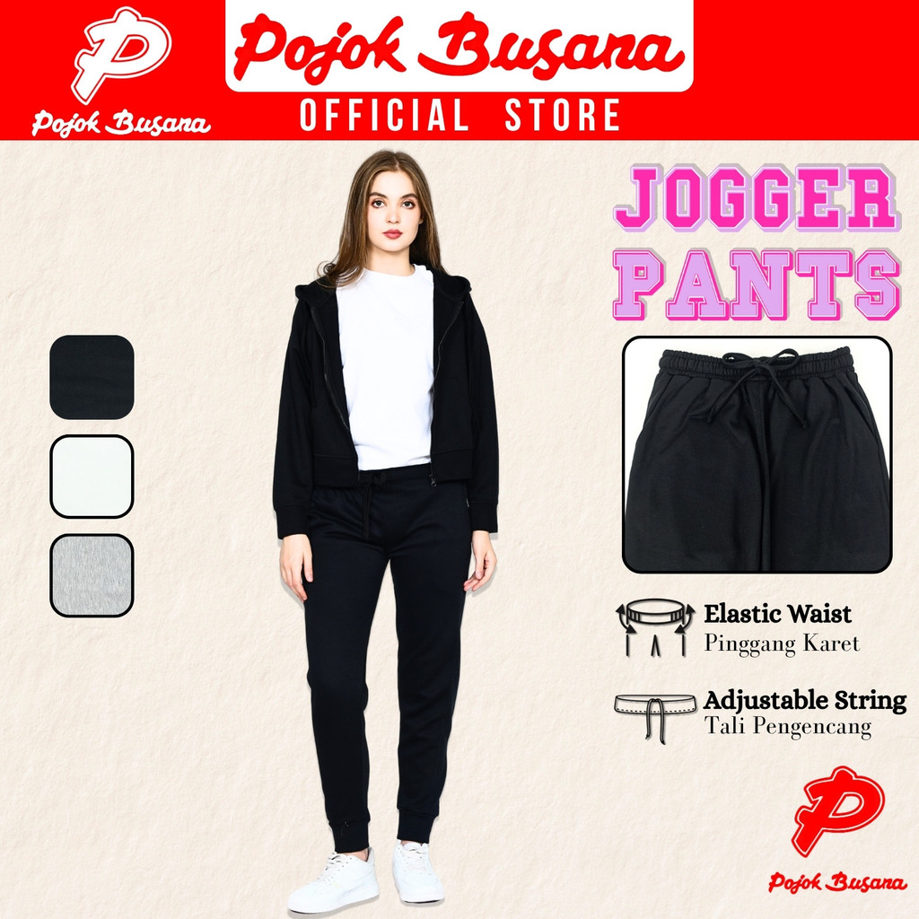 Pojok Busana COVER Celana Panjang Jogger Sport Wanita - Celana Training Olah Raga Jogging