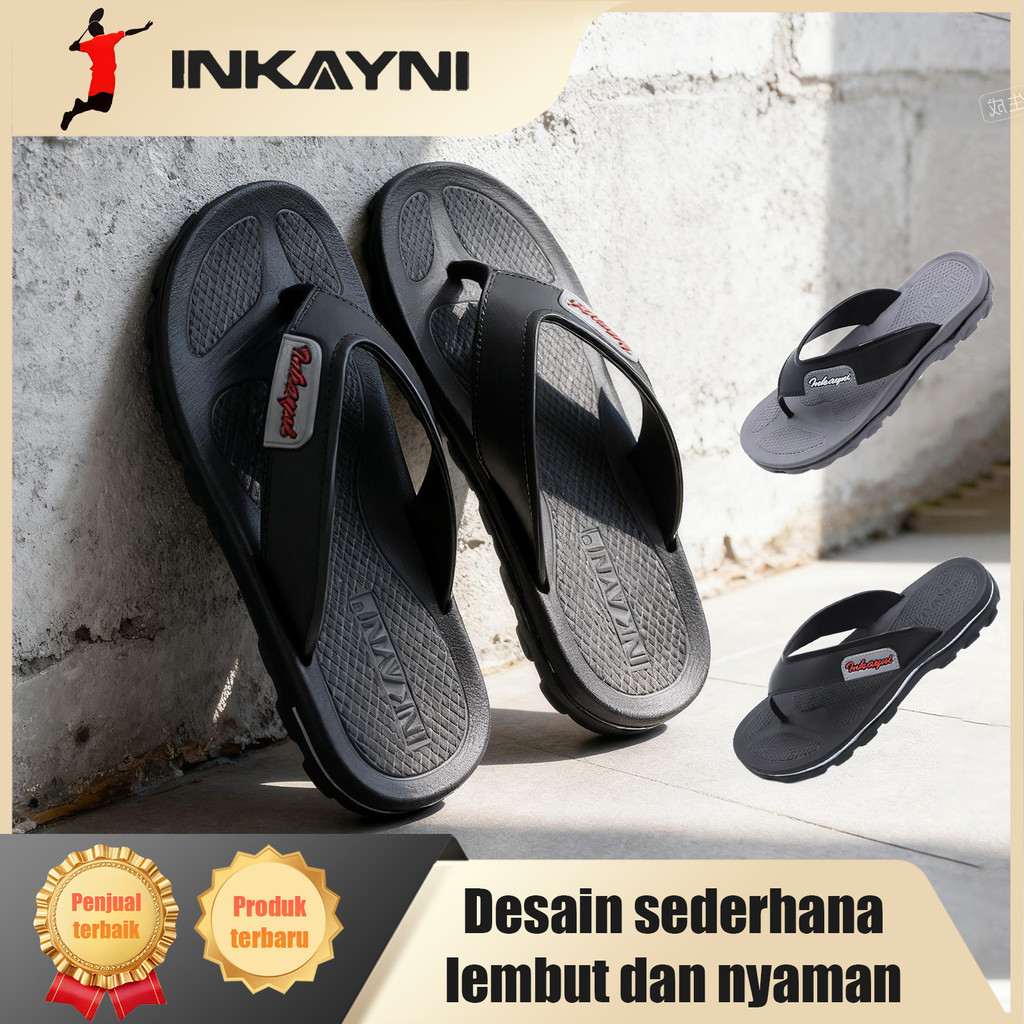 Inkayni sandal pria slop full karet sandal jepit pria Kekinian EVA  sandal jepit pria anti slip dan 