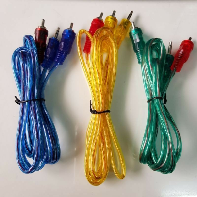 Jual Kabel Audio AUX 3.5 mm Male ke RCA Stereo (Merah Putih) | Kabel Komputer/HP ke Speaker/Amplifie