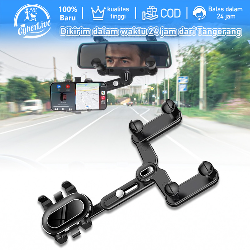 Bracket Hp Di Mobil Car Holder Hp Mobil Di Spion Tengah Fleksibel Jepit Kaca Stand Holder Hp Mobil D