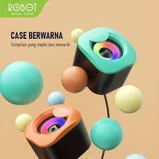 Speaker ROBOT RS180 Laptop PC Komputer Stereo Suara Jernih Bass Kuat Warna Kuning Biru USB