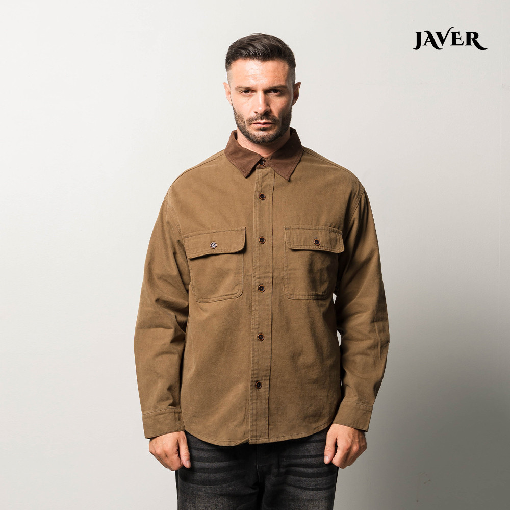 Two Tone Over Shirt - Brown | Kemeja Oversized Pria - Cokelat