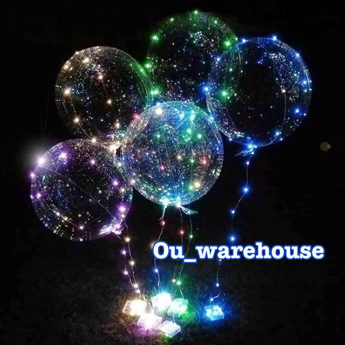 balon pvc transparan 18 inch plus lampu led - balon bening jumbo pvc