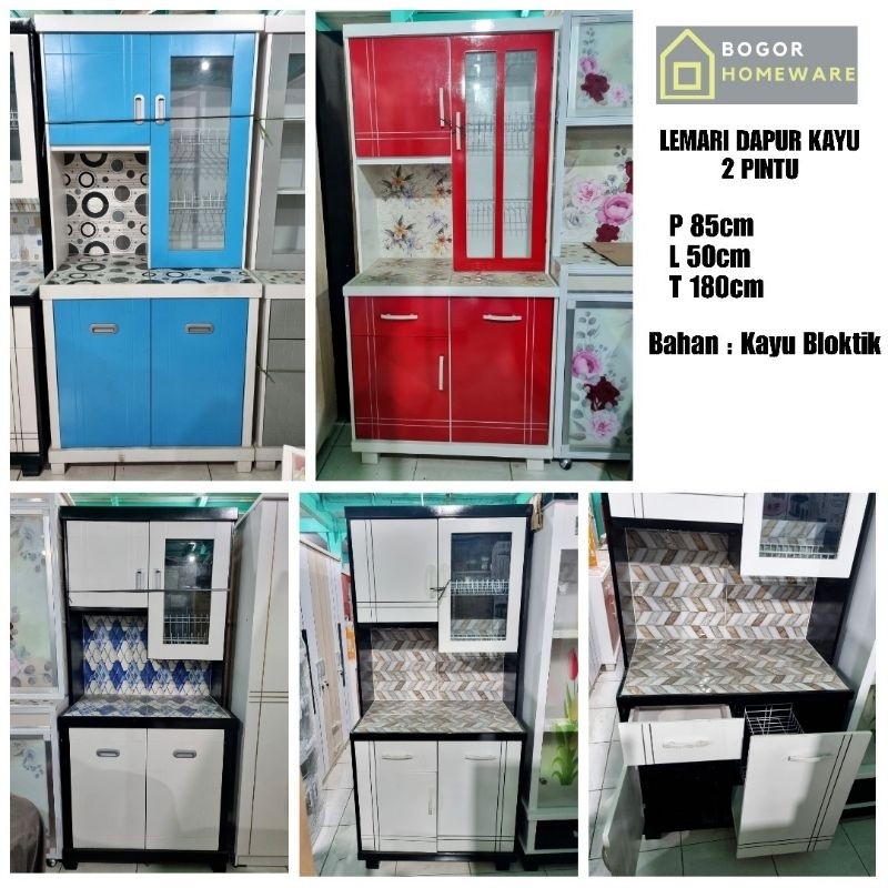 (KHUSUS BOGOR) LEMARI DAPUR / LEMARI PIRING KAYU 2 PINTU