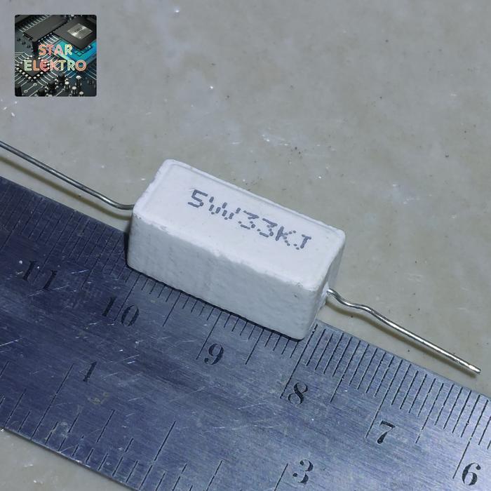 5W33KJ 5W 33K ohm R Resistor Kapur 5watt 33Kilo J 33KR 33KJ 5 w watt 33KOhm 33 Kilo - 10 pcs TERBAIK