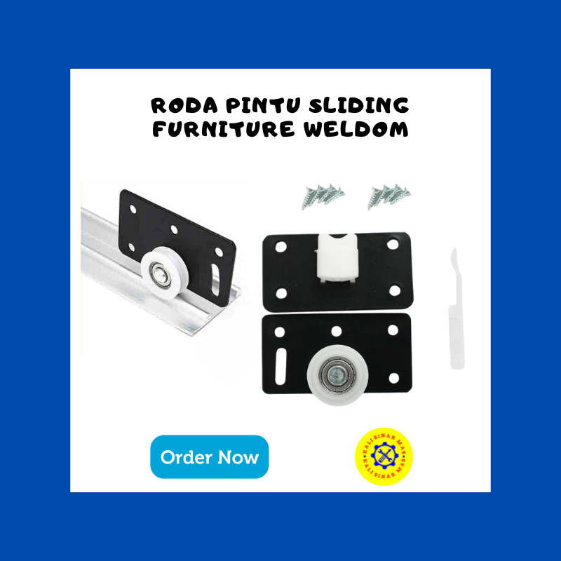 Roda Pintu Sliding Lemari Furniture Geser SD380 – Roda Lemari Geser Atas Bawah Set Besi Nylon