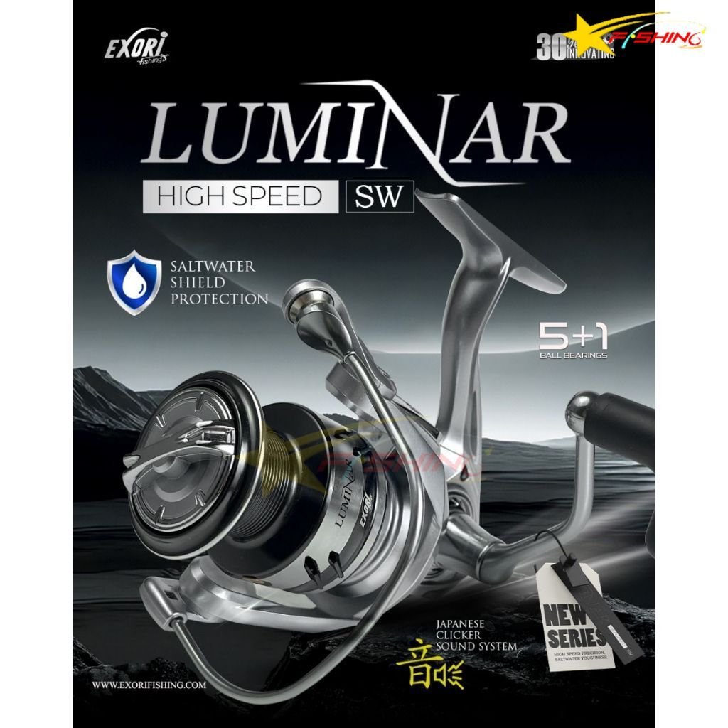 Starsfishing EXORI Luminar HS Reel Pancing Spinning High Speed Salt Water Screw In Power Handle Loud