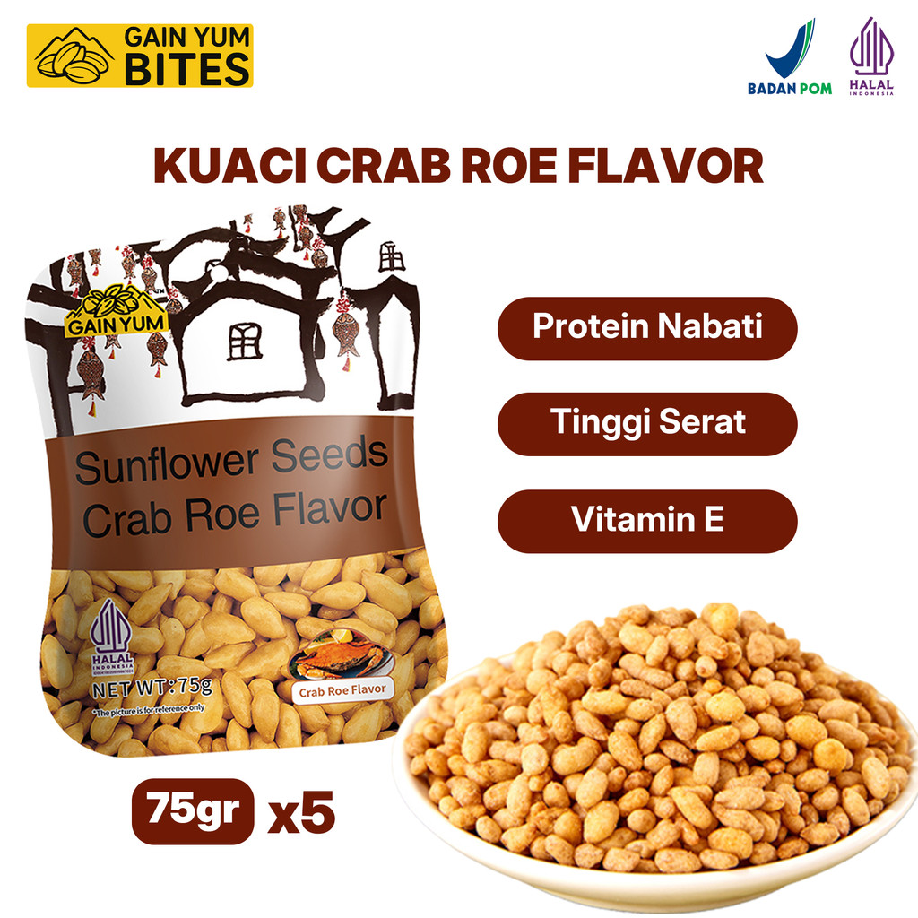 Gain Yum Bites - Kuaci Kupas Renyah Rasa Telur Kepiting Kuaci Gain Yum 75g