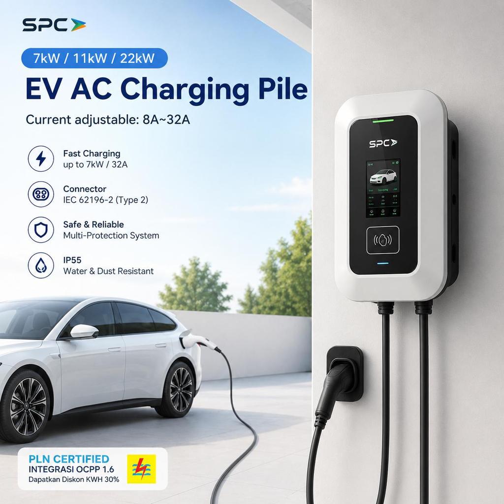 PLN MOBILE Charging Pile EV Wall Charger Mobil Listrik 7kW Type 2 Garansi 1 Tahun untuk AION UT, MG 