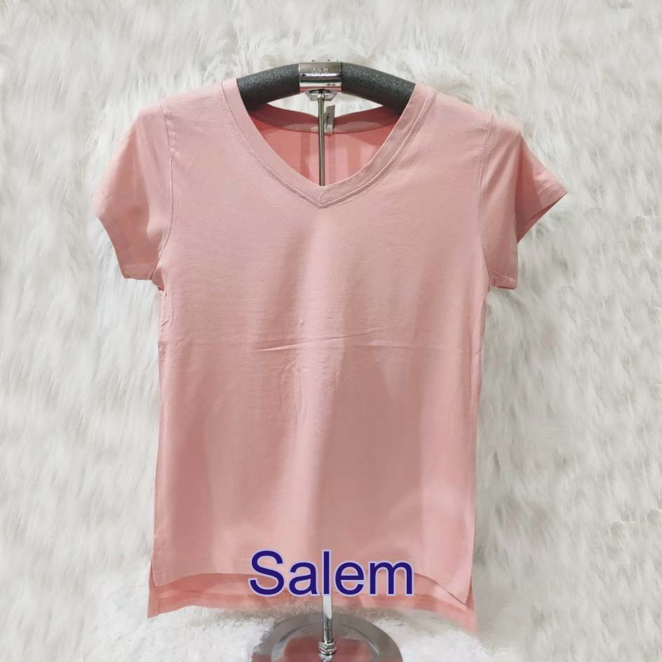 KAOS ATASAN WANITA V NECK GROSIR MURAH Freesia Freesia.Pgmta
