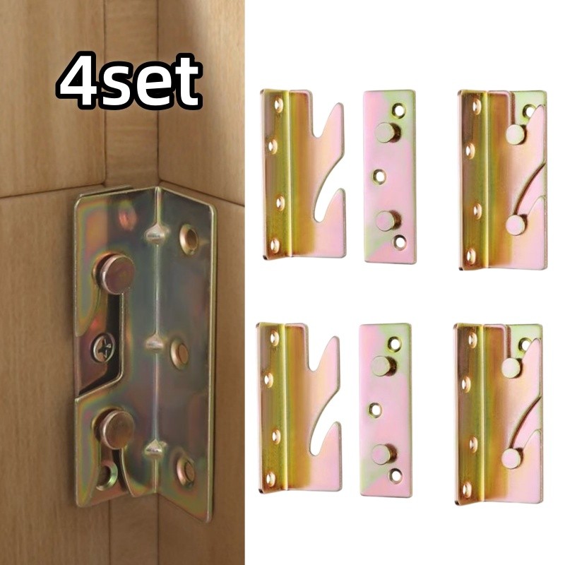 4 set Hak Engsel Dipan Bed Hinges Set Plat Siku Baja Plus Baut Hak Dipan Cantol Bracket Engsel Medan