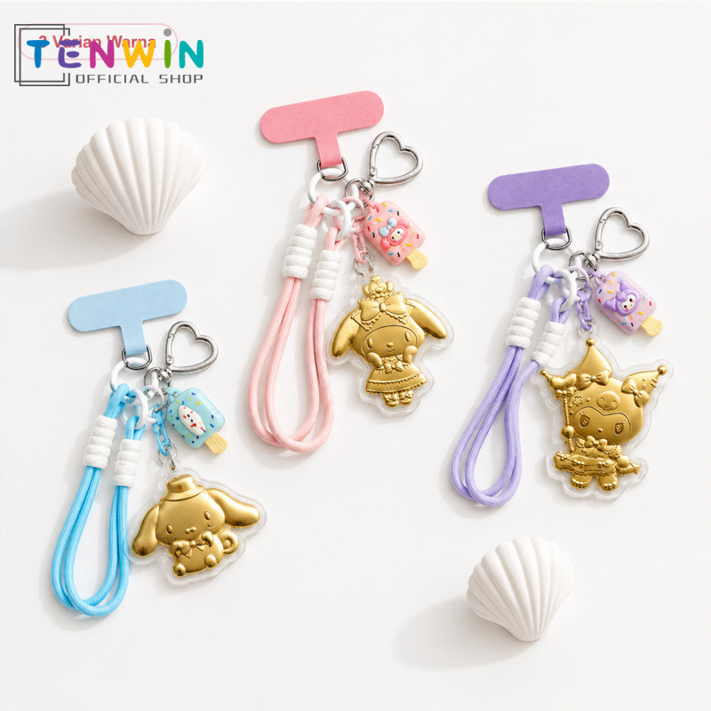 Gantungan HP Motif Karakter Sanrio Gantungan Tas Hadiah Unik (Emas imitasi)-Tenwin