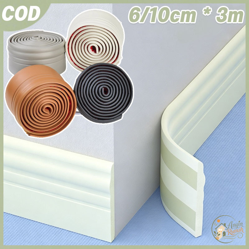 6/10CM X 3M Stiker Dinding Foam List List Wallborder Foam 3D List Dinding Anti Air Menempel Di Sudut