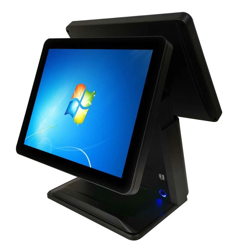 Dual 15" LCD Monitor POS System One Touch Screen Cash Register for Restaurant & Hotel POS Terminal