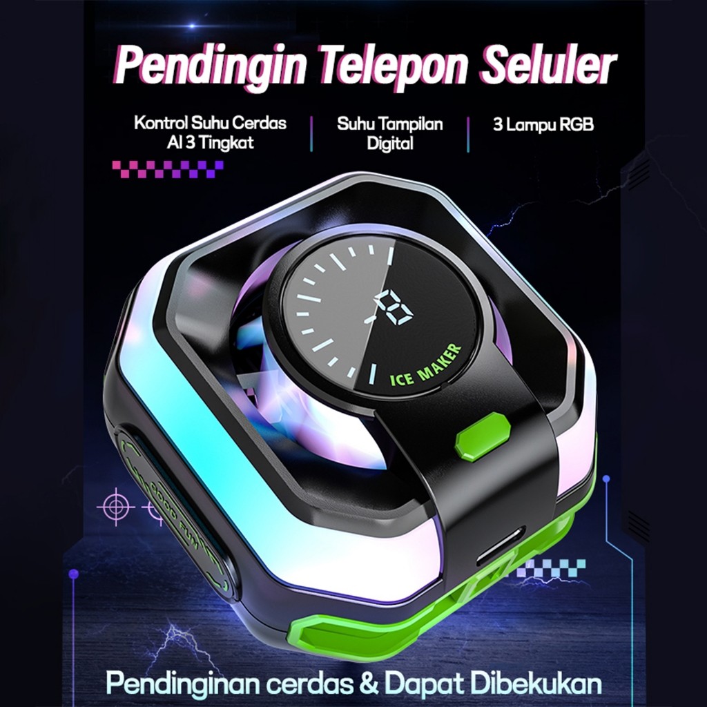 Fan Cooler Radiator Pendingin HP  fan cooler hp super dingin Handphone Gaming Fan Pendingin RGB fan 