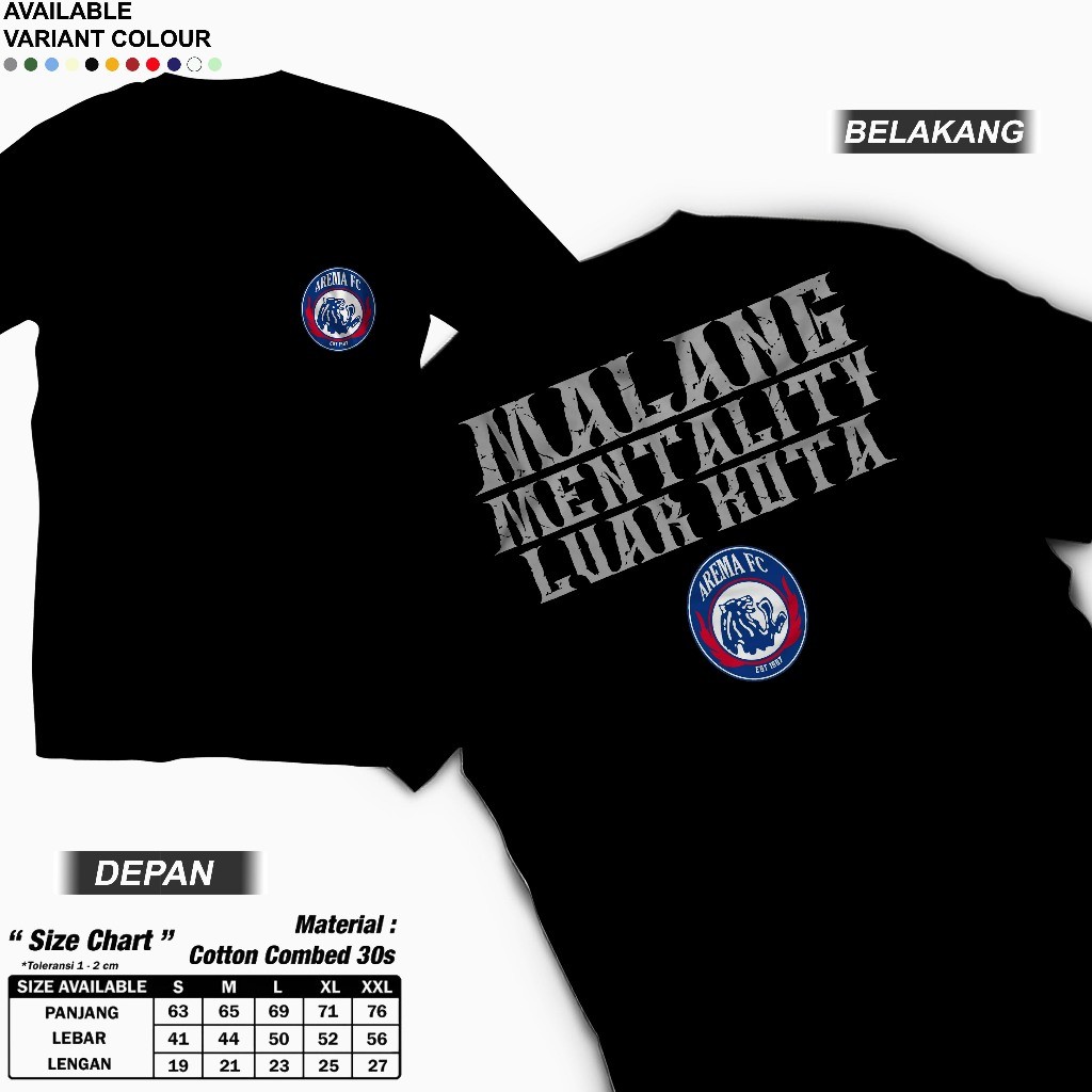 t-shirt malang mentality premium quality cotton combed 30s pria wanita