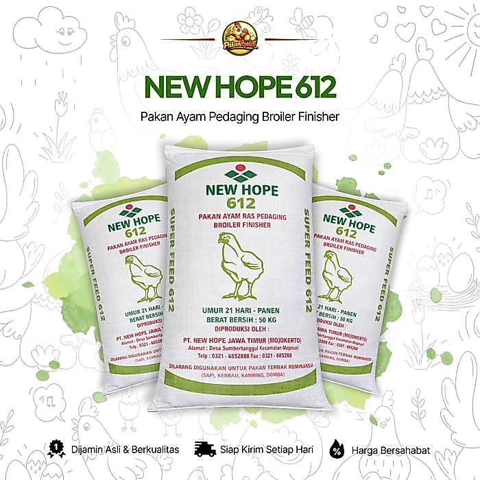 New Hope 612 - Pakan Ayam Ras Pedaging (Broiler) Masa Akhir (Finisher) 20KG - 50KG PakanAyamCom