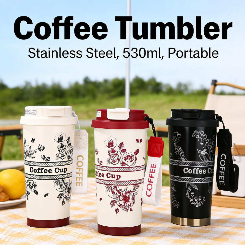 Botol Tumbler Kopi 530ml Cangkir Tumbler Portabel Mug Stainless Coffee Tumbler Minum Termos Kenangan