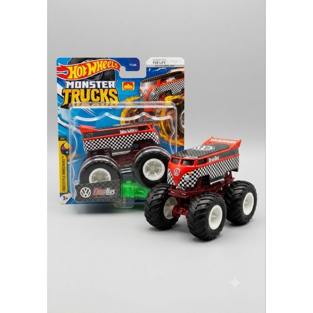 Hot Wheels Monster Trucks - Volkswagen Drag Bus (VW Drag Bus) - Merah Hitam

