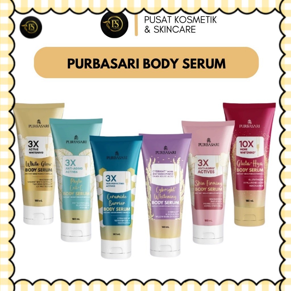 Purbasari Body Serum White Glow l Skin Firming Body Serum l Body Brightening Netto 180 ML