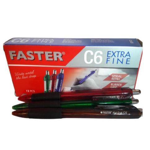 (12pc) PULPEN FASTER C6 / PEN / BOLPOIN FASTER C6 CETEK - FASTER C6 BIRU