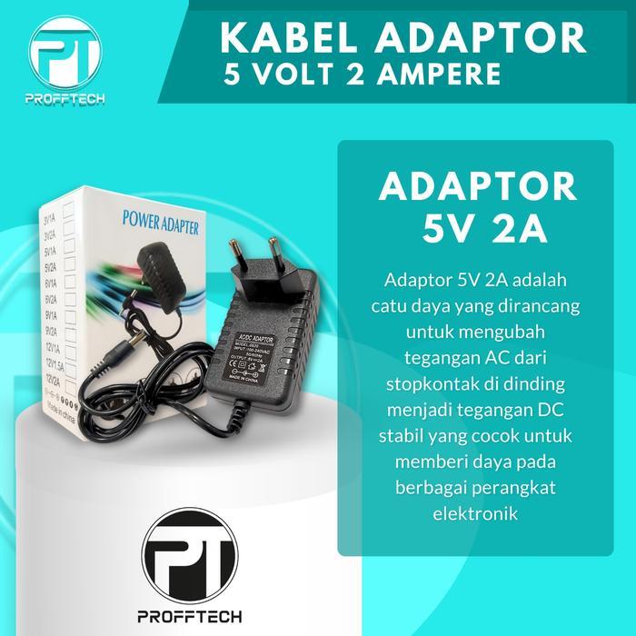 ProffTech Adaptor 5V 2A Original - Power Supply Berkualitas untuk Router Modem DVR Kamera CCTV & Ala