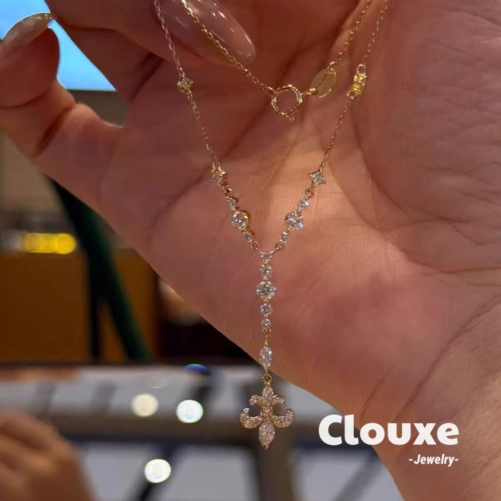 [Clouxe] kalung wanita model liontin bunga iris warna emas F585
