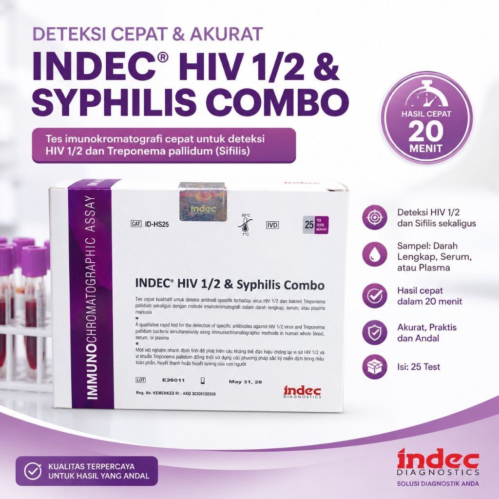 Eceran INDEC® HIV 1/2 & Syphilis Combo (ID-HS25) Satuan 1 Pcs
