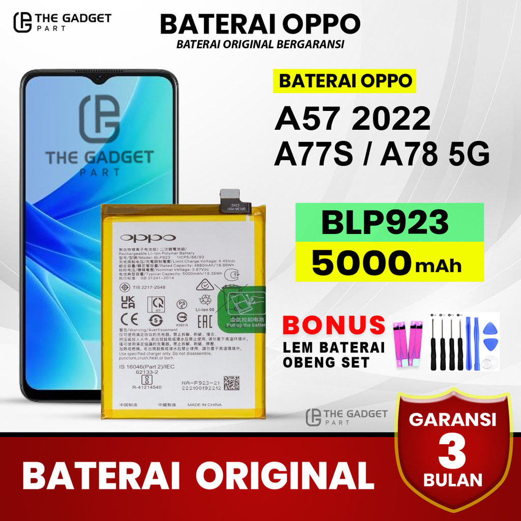 BATERAI BATRE OPP0 A77S 5G / A57 4G 2022 / A57S / A77 5G / A97 5G / A78 5G / Relmi C51 / BLP923 ORIG