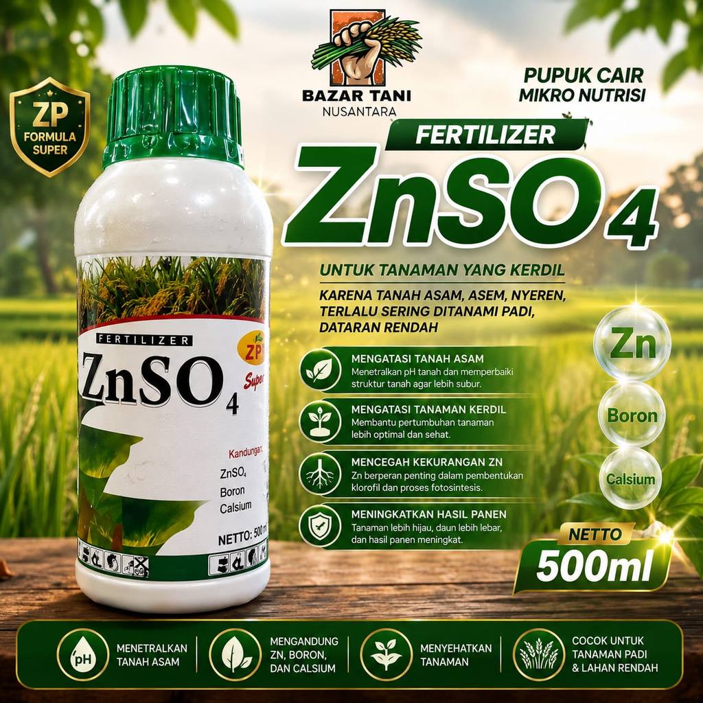 ZN cair pupuk znso4 500 ml super zet en pupuk cair tanah asem ,obat tanaman padi merah