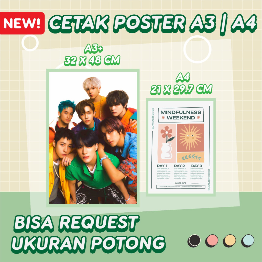 Cetak Poster Custom A3 1 Sisi Dinding Aesthetic Kamar One Piece NCT Anime A4 2 Sisi