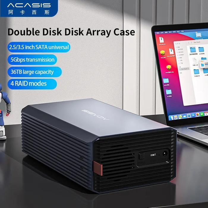 Casing Harddisk Dual SATA USB RAID Enclosure Case ACASIS