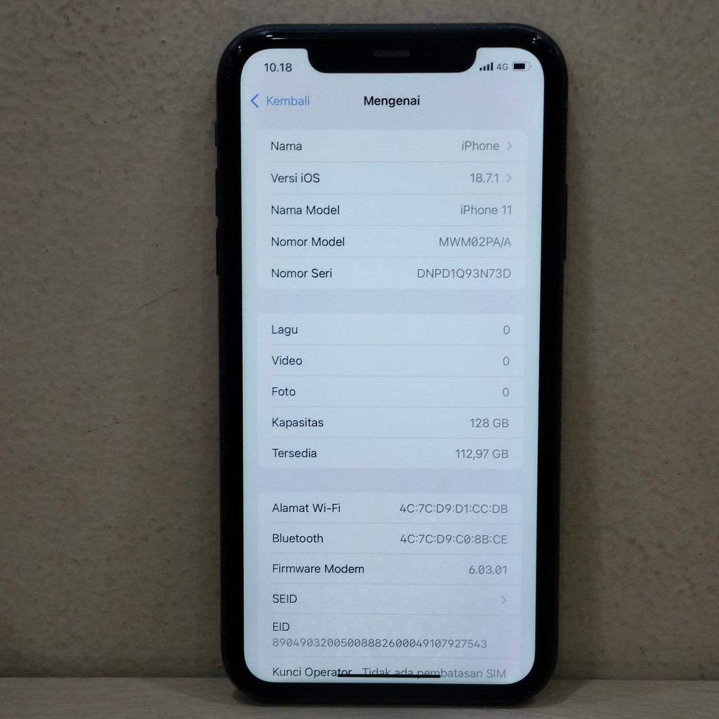 (N73D-13) IPHONE 11 RAM 128GB (IBOX) PA/A, BATANGAN NO CHARGER "776356"