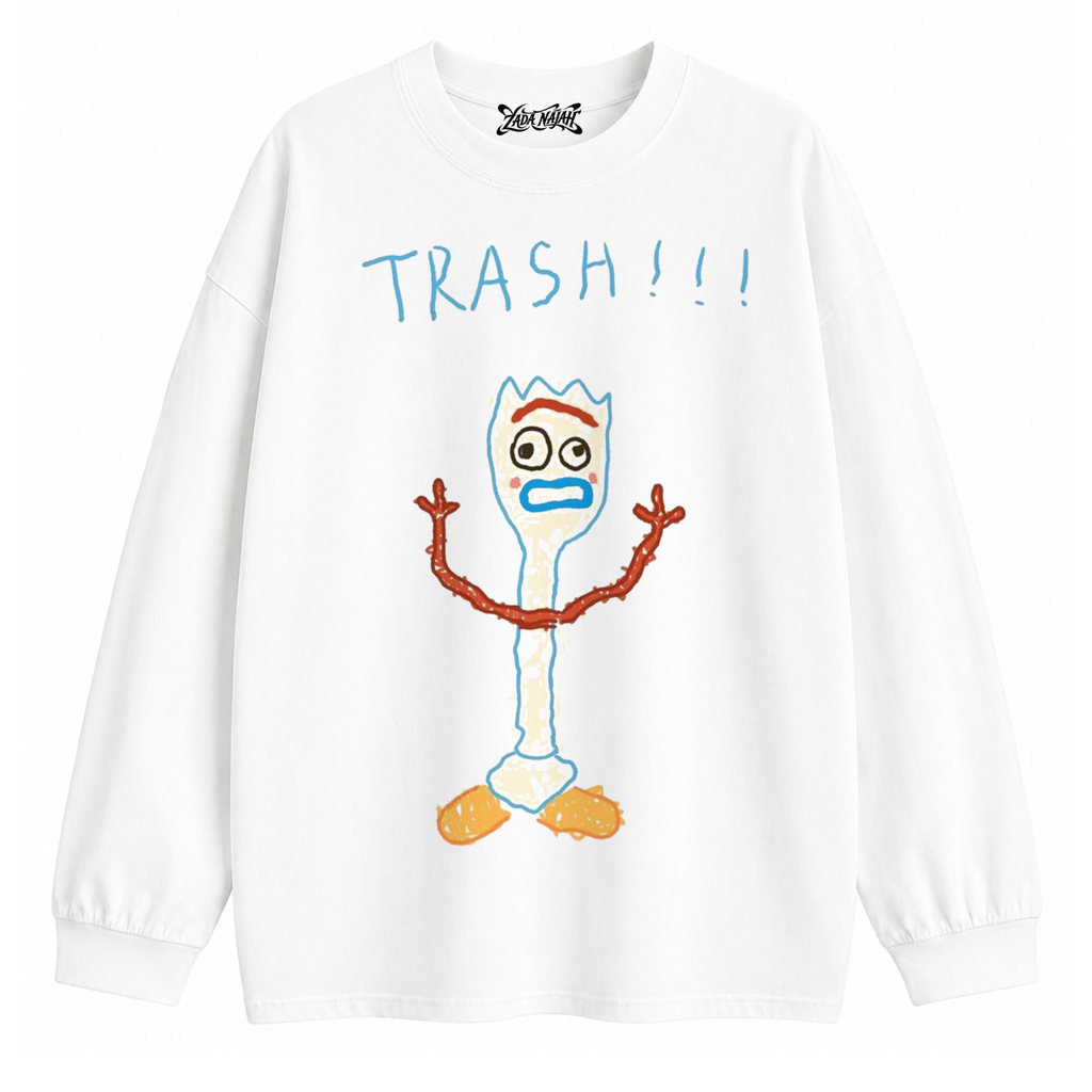ZADA NAJAH Kaos Oversize Lengan Panjang Unisex Toy Story Forky Graphic Tee Streetwear Casual Premium