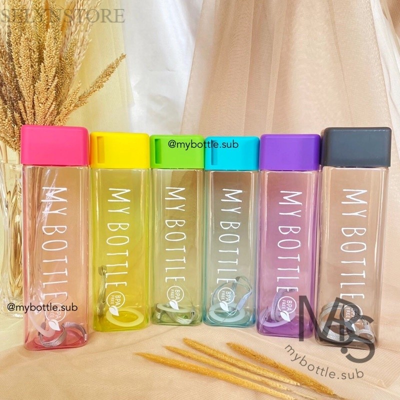 My Bottle Kotak Segi Persegi Petak Full Color Warna Botol Minum Plastik 500ml Souvenir Termos | Prod