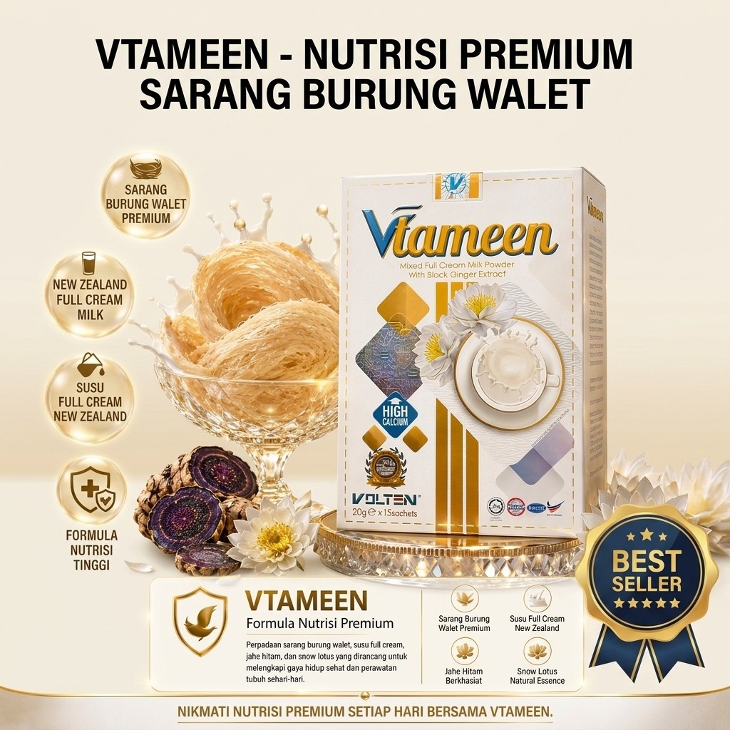 Susu Volten Vtameen Snow Lotus Premium New Zealand + Sarang Burung Walet + Jahe Hitam | Susu Bubuk F