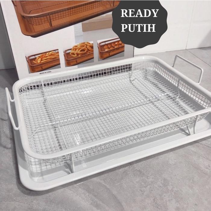 PROMO.. Crisper Tray / Wadah Peniris Minyak Gorengan Putih Set - TRAY PERSEGI / Putih