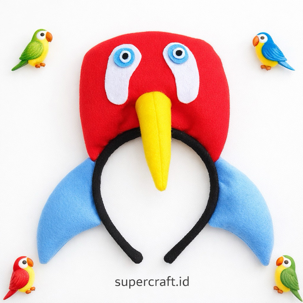 Bando Burung Kostum Topeng Hewan Binatang Bird Bando Burung Scarlet Macaw Lucu / Headband Karakter B