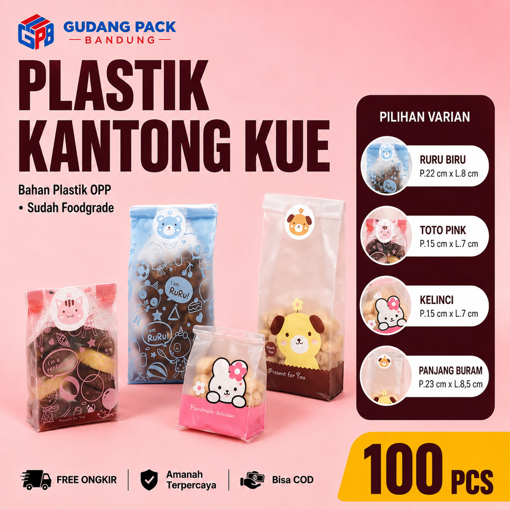 [ 1PACK ] Plastik Kantong Kue Karakter | Plastik Kemasan Cookies | Plastik Packaging Cemilan Kartun 